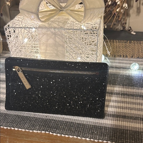 Kate Spade Glitter Black Wallet with Silver Detail - Picture 3 of 7